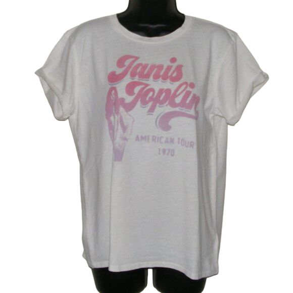 JANIS JOPLIN Tshirt, M, Lucky Brand, White, American Tour 1970 - Picture 1 of 6
